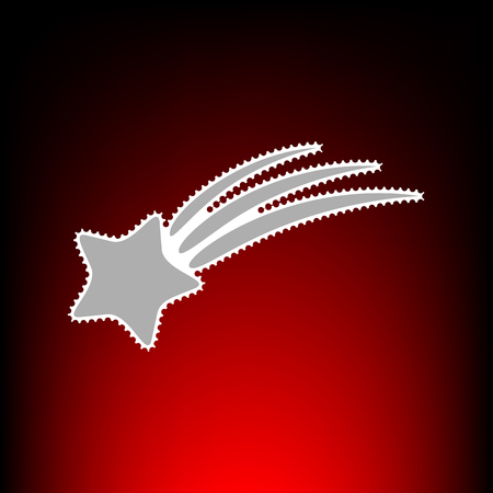 Shooting star sign. Postage stamp or old photo style on red-black gradient background.のイラスト素材