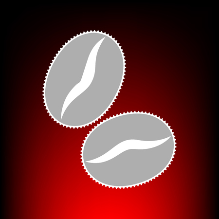 Coffee beans sign. Postage stamp or old photo style on red-black gradient background.のイラスト素材