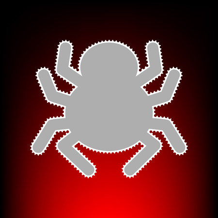 Spider sign illustration. Postage stamp or old photo style on red-black gradient background.のイラスト素材