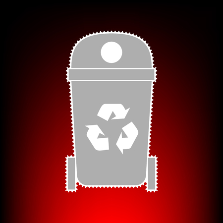 Trashcan sign illustration. Postage stamp or old photo style on red-black gradient background.のイラスト素材