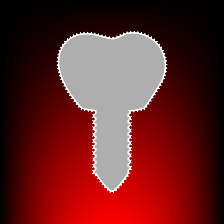 Tooth implant sign illustration. Postage stamp or old photo style on red-black gradient background.のイラスト素材