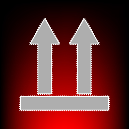 Logistic sign of arrows. Postage stamp or old photo style on red-black gradient background.のイラスト素材