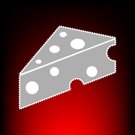Cheese Maasdam sign. Postage stamp or old photo style on red-black gradient background.のイラスト素材