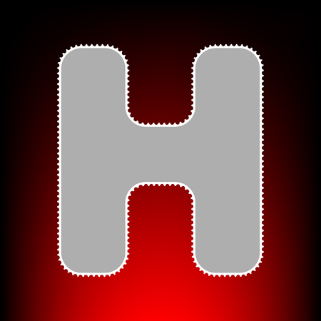 Letter H sign design template element. Postage stamp or old photo style on red-black gradient background.のイラスト素材