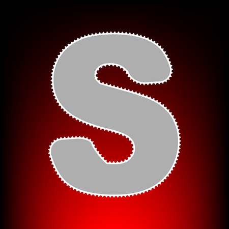 Letter S sign design template element. Postage stamp or old photo style on red-black gradient background.のイラスト素材