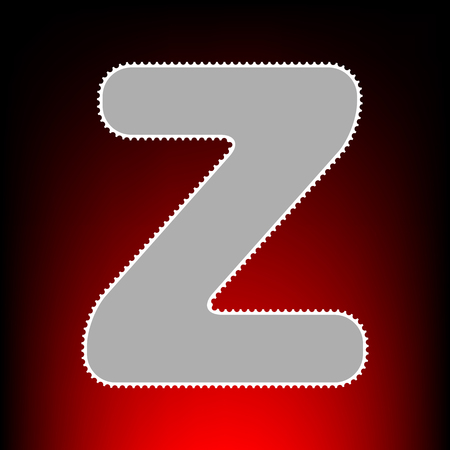 Letter Z sign design template element. Postage stamp or old photo style on red-black gradient background.のイラスト素材