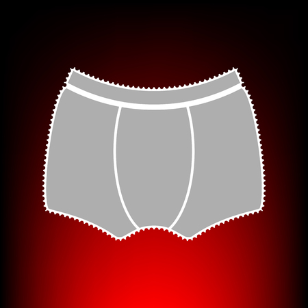 Man`s underwear sign. Postage stamp or old photo style on red-black gradient background.のイラスト素材