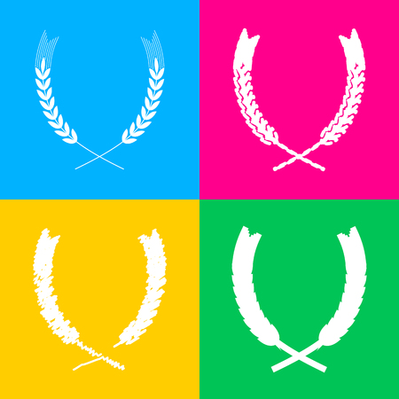 Wheat sign illustration. Spike. Spica. Flat style black icon on white.のイラスト素材