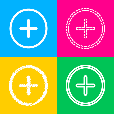 Positive symbol plus sign. Flat style black icon on white.のイラスト素材