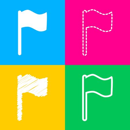 Flag sign illustration. Flat style black icon on white.のイラスト素材