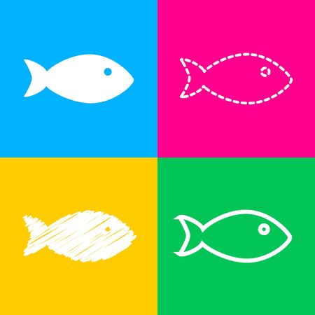 Fish sign illustration. Flat style black icon on white.のイラスト素材