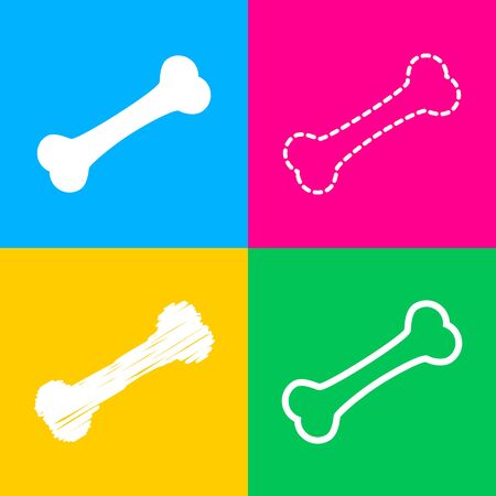 Bone sign illustration. Flat style black icon on white.のイラスト素材