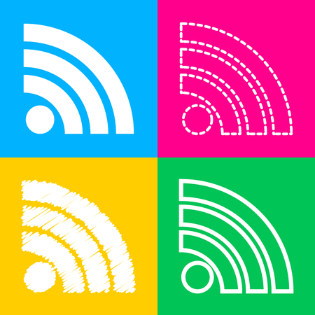 RSS sign illustration. Flat style black icon on white.のイラスト素材