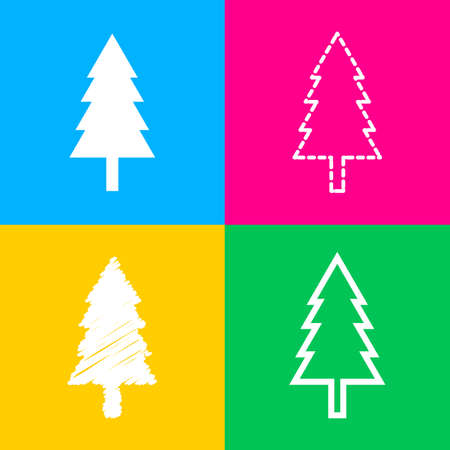 New year tree sign. Flat style black icon on white.のイラスト素材