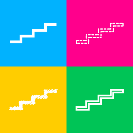 Stair up sign. Flat style black icon on white.のイラスト素材