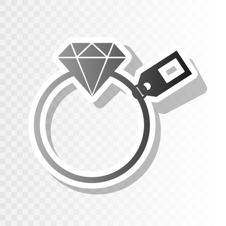 Diamond sign with tag. Vector. New year blackish icon on transparent background with transition.のイラスト素材