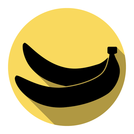 Banana simple sign. Vector. Flat black icon with flat shadow on royal yellow circle with white background. Isolated.のイラスト素材