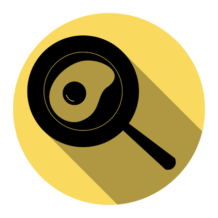 omelette icon vector, solid illustration, pictogram isolated on gray. Vector. Flat black icon with flat shadow on royal yellow circle with white background. Isolated.のイラスト素材
