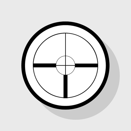 Sight sign illustration. Vector. Flat black icon in white circle with shadow at gray background.のイラスト素材