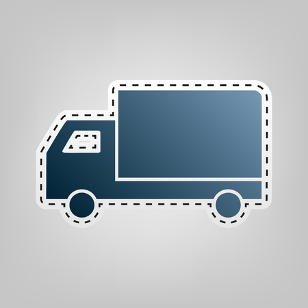 Delivery sign illustration. Vector. Blue icon with outline for cutting out at gray background.のイラスト素材