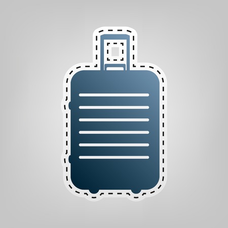Baggage sign illustration. Vector. Blue icon with outline for cutting out at gray background.のイラスト素材