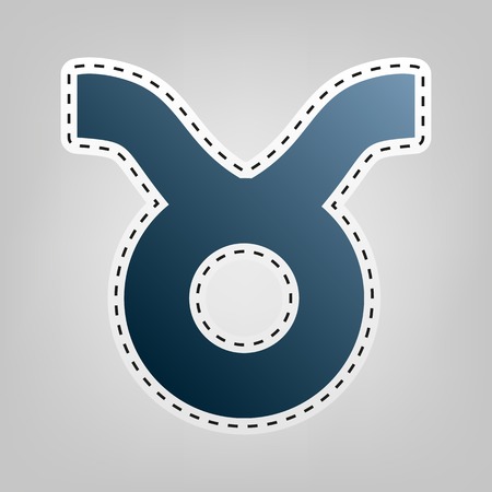 Taurus sign illustration. Vector. Blue icon with outline for cutting out at gray background.のイラスト素材