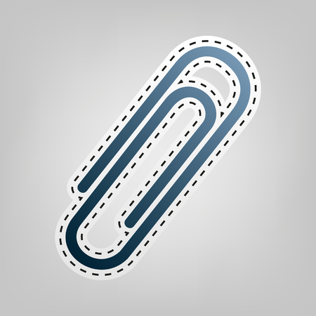 Clip sign illustration. Vector. Blue icon with outline for cutting out at gray background.のイラスト素材