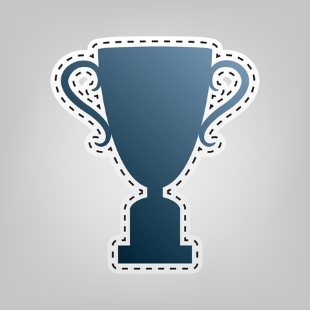 Champions Cup sign. Vector. Blue icon with outline for cutting out at gray background.のイラスト素材