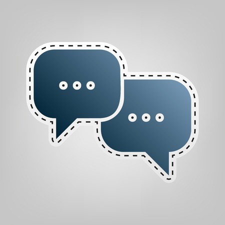 Speech bubbles sign. Vector. Blue icon with outline for cutting out at gray background.のイラスト素材