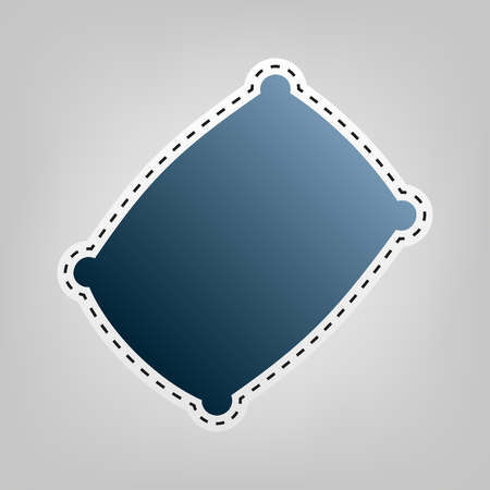 Pillow sign illustration. Vector. Blue icon with outline for cutting out at gray background.のイラスト素材