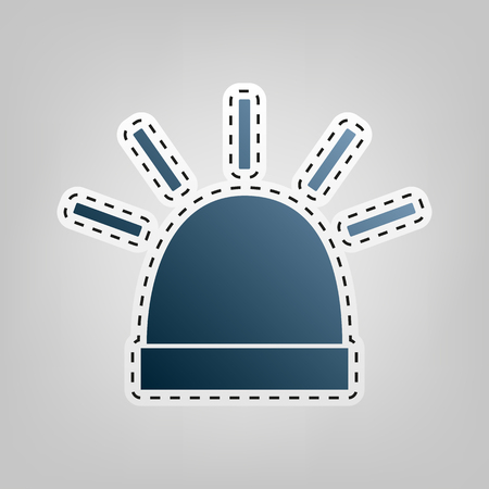 Police single sign. Vector. Blue icon with outline for cutting out at gray background.のイラスト素材