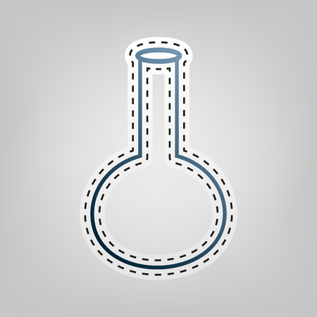 Tube. Laboratory glass sign. Vector. Blue icon with outline for cutting out at gray background.のイラスト素材