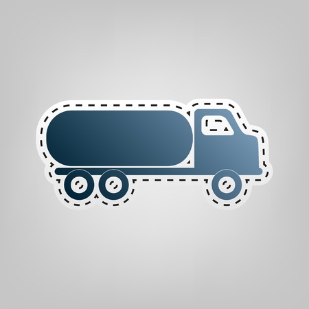 Car transports sign. Vector. Blue icon with outline for cutting out at gray background.のイラスト素材