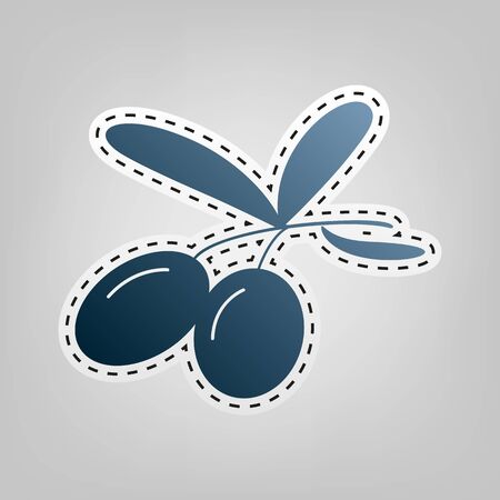 Olives sign illustration. Vector. Blue icon with outline for cutting out at gray background.のイラスト素材