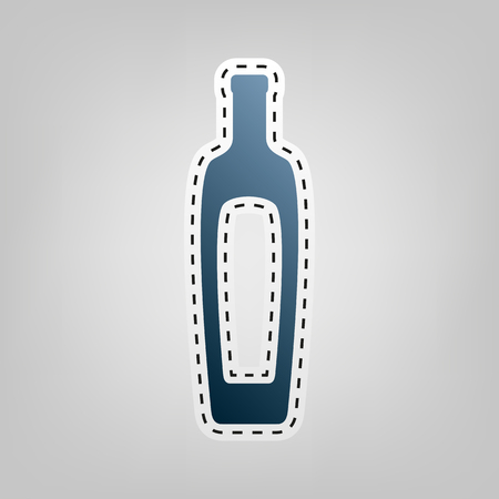 Olive oil bottle sign. Vector. Blue icon with outline for cutting out at gray background.のイラスト素材