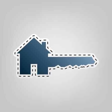 Home Key sign. Vector. Blue icon with outline for cutting out at gray background.のイラスト素材