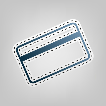 Credit card symbol for download. Vector. Blue icon with outline for cutting out at gray background.のイラスト素材