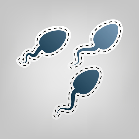 Sperms sign illustration. Vector. Blue icon with outline for cutting out at gray background.のイラスト素材