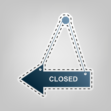 Closed sign illustration. Vector. Blue icon with outline for cutting out at gray background.のイラスト素材
