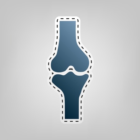 Knee joint sign. Vector. Blue icon with outline for cutting out at gray background.のイラスト素材