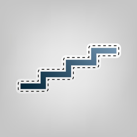 Stair up sign. Vector. Blue icon with outline for cutting out at gray background.のイラスト素材