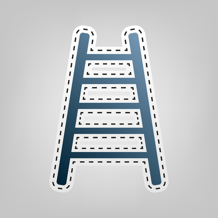 Ladder sign illustration. Vector. Blue icon with outline for cutting out at gray background.のイラスト素材