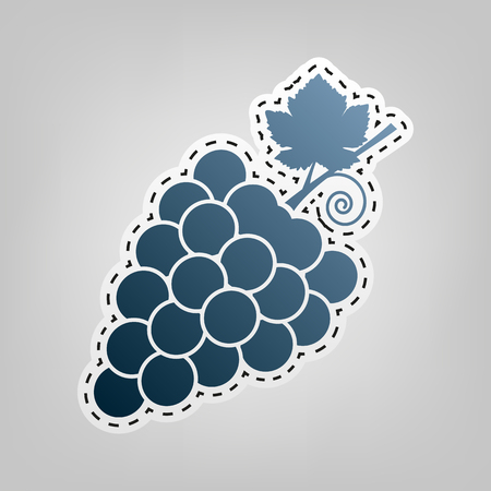Grapes sign illustration. Vector. Blue icon with outline for cutting out at gray background.のイラスト素材