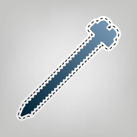 Screw sign illustration. Vector. Blue icon with outline for cutting out at gray background.のイラスト素材