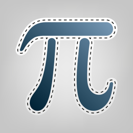 Pi greek letter sign. Vector. Blue icon with outline for cutting out at gray background.のイラスト素材