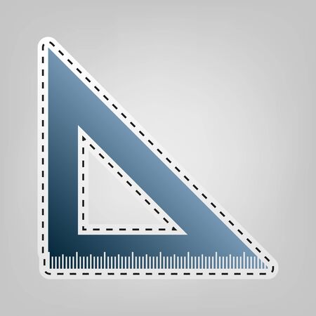 Ruler sign illustration. Vector. Blue icon with outline for cutting out at gray background.のイラスト素材
