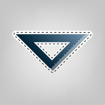 Ruler sign illustration. Vector. Blue icon with outline for cutting out at gray background.のイラスト素材