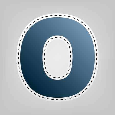 Letter O sign design template element. Vector. Blue icon with outline for cutting out at gray background.のイラスト素材