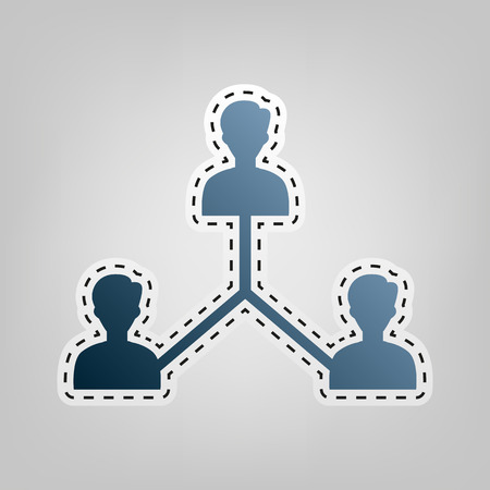 Social media marketing sign. Vector. Blue icon with outline for cutting out at gray background.のイラスト素材