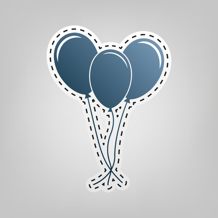 Balloons set sign. Vector. Blue icon with outline for cutting out at gray background.のイラスト素材